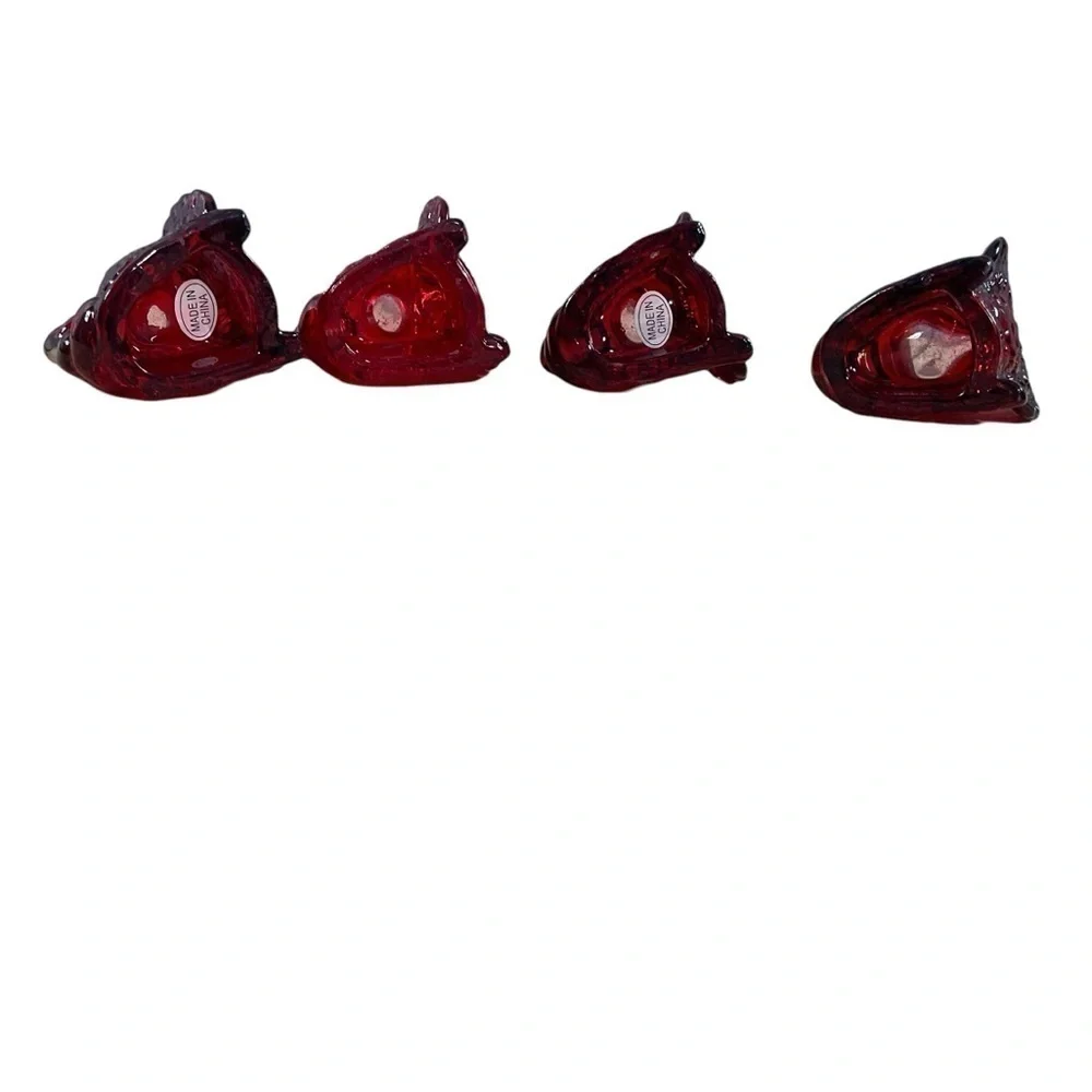 4 Williams-Sonoma Cranberry Turkeys Tapers Candles Holder Cranberry Amberina